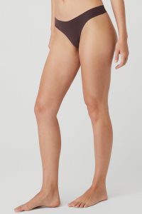Bielizny Alo Yoga Airbrush Invisible Stringi Damskie Czarne Kawa | 56843-DHML