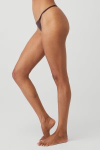 Bielizny Alo Yoga Airbrush Invisible String Stringi Damskie Czarne Kawa | 68942-UYAE