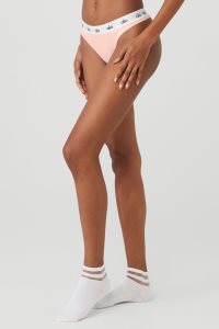 Bielizny Alo Yoga Icon High-Cut Stringi Damskie Różowe | 94137-IFGQ