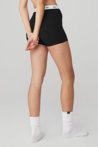 Bielizny Alo Yoga Icon Żebrowany Boyshort Damskie Czarne | 42871-MSGW