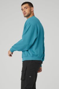 Bluzy Z Kapturem Alo Yoga Accolade Crew Neck Męskie Niebieskie | 04891-FVXL