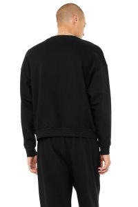 Bluzy Z Kapturem Alo Yoga Accolade Crew Neck Męskie Czarne | 32064-ZBHK