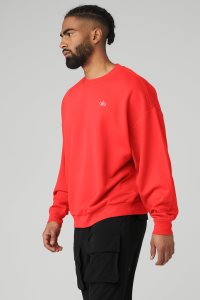 Bluzy Z Kapturem Alo Yoga Accolade Crew Neck Męskie Czerwone | 45196-HWRG