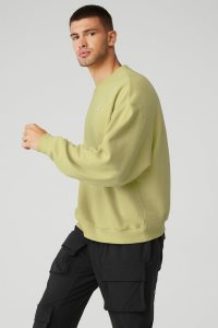 Bluzy Z Kapturem Alo Yoga Accolade Crew Neck Męskie Żółte | 48736-EFLR