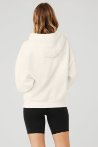 Bluzy Z Kapturem Alo Yoga Accolade Damskie Białe | 81432-OTDK