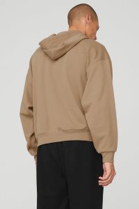 Bluzy Z Kapturem Alo Yoga Accolade Męskie Khaki | 85349-CUKI