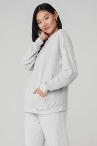 Bluzy Z Kapturem Alo Yoga Alolux Cozy Damskie Szare | 89026-GKAT