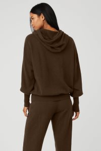 Bluzy Z Kapturem Alo Yoga Cashmere Jet Set Damskie Kawa | 27936-RQHX