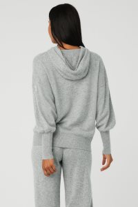 Bluzy Z Kapturem Alo Yoga Cashmere Jet Set Damskie Szare | 91543-NGLK