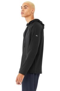 Bluzy Z Kapturem Alo Yoga Conquer Męskie Czarne | 05947-XCDA
