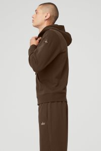 Bluzy Z Kapturem Alo Yoga Everyday Full Zip Męskie Kawa | 07391-UYJP