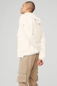 Bluzy Z Kapturem Alo Yoga Everyday Full Zip Męskie Białe | 21957-IMYG