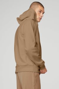 Bluzy Z Kapturem Alo Yoga Everyday Full Zip Męskie Khaki | 27596-AHYK