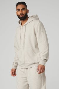 Bluzy Z Kapturem Alo Yoga Everyday Full Zip Męskie Beżowe | 40923-SLET