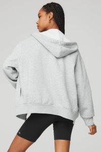 Bluzy Z Kapturem Alo Yoga Everyday Full Zip Damskie Szare | 54130-LTJA