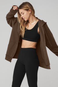 Bluzy Z Kapturem Alo Yoga Everyday Full Zip Damskie Kawa | 82156-MEDV