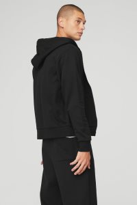 Bluzy Z Kapturem Alo Yoga Everyday Full Zip Męskie Czarne | 95708-LFAN