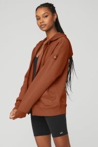 Bluzy Z Kapturem Alo Yoga Everyday Full Zip Damskie Czerwone | 95761-ATNZ