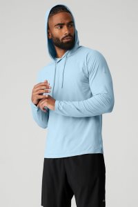 Bluzy Z Kapturem Alo Yoga Idol Runner Męskie Niebieskie | 15482-ZQNB