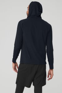 Bluzy Z Kapturem Alo Yoga Idol Runner Męskie Granatowe | 16908-CPJM