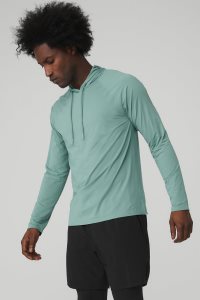 Bluzy Z Kapturem Alo Yoga Idol Runner Męskie Niebieskie | 17308-DOUC