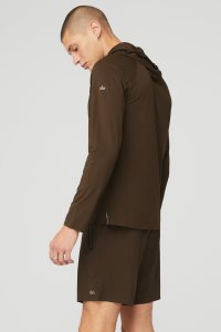 Bluzy Z Kapturem Alo Yoga Idol Runner Męskie Kawa | 28531-BWRG