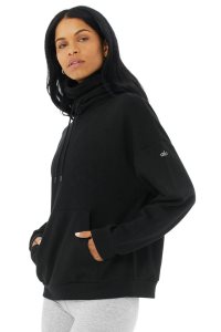 Bluzy Z Kapturem Alo Yoga Protection Damskie Czarne | 73294-OSEP