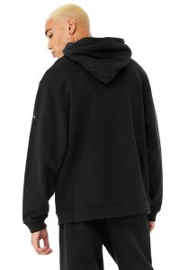 Bluzy Z Kapturem Alo Yoga Renown Heavy Weight Męskie Czarne | 03296-MSWZ
