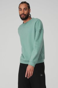 Bluzy Z Kapturem Alo Yoga Renown Heavy Weight Crew Neck Męskie Niebieskie | 10564-ERTM