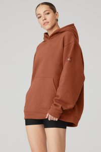 Bluzy Z Kapturem Alo Yoga Renown Heavy Weight Damskie Czerwone | 12690-LXNK
