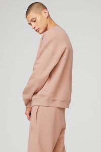 Bluzy Z Kapturem Alo Yoga Renown Heavy Weight Crew Neck Męskie Różowe | 24786-HYAT