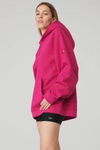 Bluzy Z Kapturem Alo Yoga Renown Heavy Weight Damskie Czerwone | 46218-SHCB
