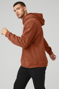 Bluzy Z Kapturem Alo Yoga Renown Heavy Weight Męskie Czerwone | 71532-AQBZ