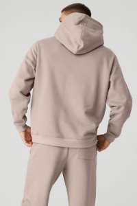 Bluzy Z Kapturem Alo Yoga Renown Heavy Weight Męskie Szare Brązowe | 71608-PVKF
