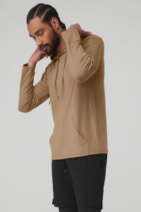 Bluzy Z Kapturem Alo Yoga The Conquer Męskie Khaki | 32967-QJYA