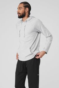 Bluzy Z Kapturem Alo Yoga The Conquer Męskie Szare | 67584-BHTP