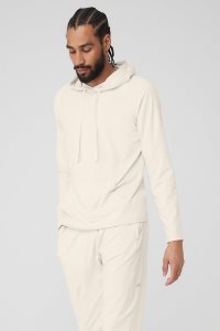 Bluzy Z Kapturem Alo Yoga The Conquer Męskie Beżowe | 93607-ZIGO