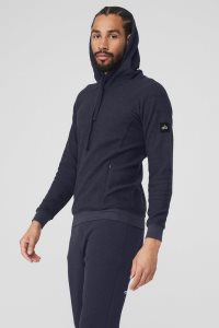 Bluzy Z Kapturem Alo Yoga The Triumph Męskie Granatowe | 69123-TJFO