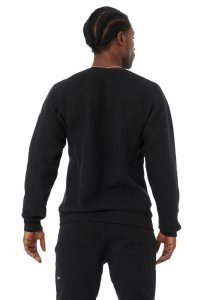 Bluzy Z Kapturem Alo Yoga Triumph Crew Neck Sweatshirt Męskie Czarne | 30495-VETF