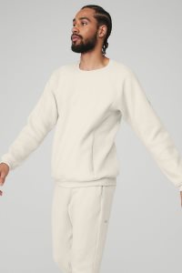 Bluzy Z Kapturem Alo Yoga Triumph Crew Neck Sweatshirt Męskie Beżowe | 36512-PBFV
