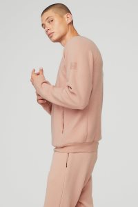 Bluzy Z Kapturem Alo Yoga Triumph Crew Neck Sweatshirt Męskie Różowe | 64385-YWBJ