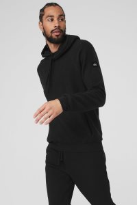 Bluzy Z Kapturem Alo Yoga Triumph Męskie Czarne | 20754-NUKH