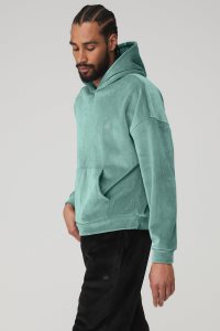 Bluzy Z Kapturem Alo Yoga Velour Baller Męskie Niebieskie | 03471-RVXZ