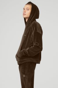 Bluzy Z Kapturem Alo Yoga Velour Baller Męskie Kawa | 26195-ZHPY