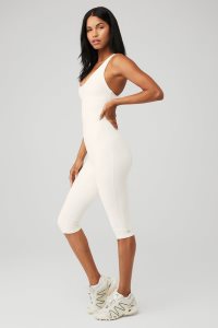 Body Alo Yoga Airbrush Physique Onesie Damskie Białe | 05864-TOBU