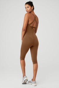 Body Alo Yoga Airbrush Physique Onesie Damskie Brązowe | 63984-JMAS