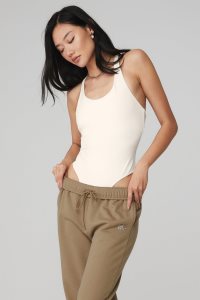 Body Alo Yoga Sleek Back Damskie Białe | 08739-DGUQ