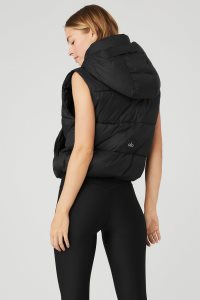 Kamizelki Alo Yoga Gold Rush Puffer Damskie Czarne | 91036-PGRI