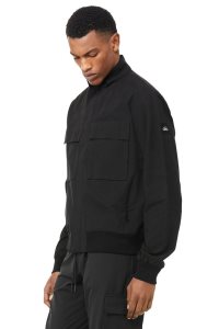 Kurtka Alo Yoga Shoreline Bomber Męskie Czarne | 56074-JLHT