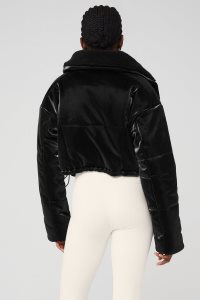 Kurtka Puffer Alo Yoga Orion Cropped Puffer Damskie Czarne | 83219-AFXJ